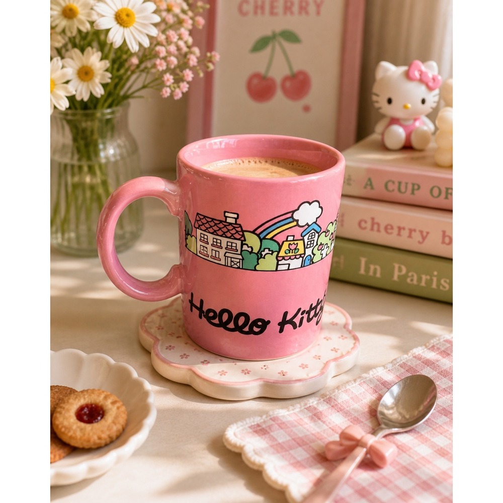 Bioworld Hello Kitty Classic Character 16 Oz.‎ Ceramic Mug Pink